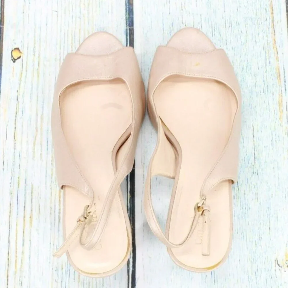 Cole Haan Cream Leather Peep Toe High Stilettos Pump Shoes Size 8.5 B - Picture 7 of 9
